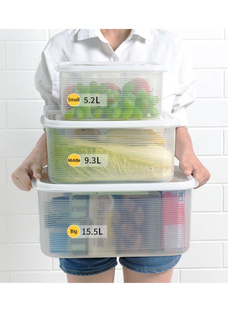 TAPIT 3PCS Plastic Storage Containers with Lid Large Food Storage Organizer Stackable Refrigerator Organizer Kitchen Containers for Fruits Vegetables Meat Egg Home Kitchen Storage - Image 3